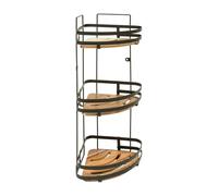 5five Simply Smart | Etagère de douche - Etagère d'angle 3 niveaux - Noir - Métal et bois - Peu encombrant et moderne