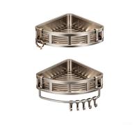 Étagère d'angle de douche en forme de L sans perçage antirouille (deuxième | Pas de perçage nécessaire, support solide, s'adapte au carrelage, verre, marbre, empêche les dommages au mur