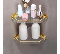 Étagère d'angle de Douche pour Petites salles de Bain, étagère d'angle de Douche, étagère d'angle de Douche étanche pour Salle de Bain, étagère d'angle pour Coiffeuse et Cuisine (doré, 2 Niveaux)