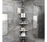 Étagère d'angle de douche réglable en hauteur, avec 4 paniers et 1 porte-serviettes, pour baignoire et salle de bain, 1 pièce