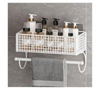 Étagère d'angle de douche, support mural antirouille avec barre porte-serviette, solution de rangement sans perçage pour salle de bain et cuisine
