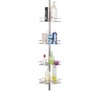 Etagère d'angle de Douche télescopique en Acier Inoxydable sans Perçage Hauteur Réglable avec 4 Panier pour Salle de Bain et Cuisine