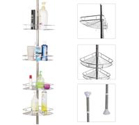 Etagère d'angle de Douche télescopique en Acier Inoxydable sans Perçage Hauteur Réglable avec 4 Panier pour Salle de Bain et Cuisine