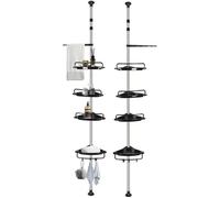 Etagère d'angle de salle de bain télescopique MENGDA - Hauteur réglable 105-310cm - 4 plateaux - Noir