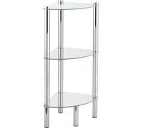 Etagère d'angle élégante - élégante et fonctionnelle - 1 pièce - inox et verre - 30x74x30 cm