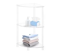 Étagère d'angle en acrylique - Table de rangement transparente à 3 niveaux, présentoir triangulaire, matériau de haute qualité | Organisateur peu encombrant pour salon, à collectionner, livres