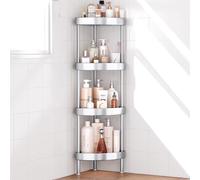 Étagère d'angle en aluminium anodisé, avec 4 niveaux et pieds réglables, pour le rangement dans la douche