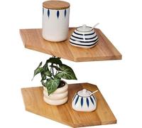 Étagère d'angle en chêne - Style vintage - Lot de 2 - 28,5 cm
