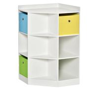 Étagère d'angle, en MDF, 57,4 L x 57,4 l x 94 H cm, convient aux enfants de 3 à 12 ans, capacité de charge de 30 kg, 9 compartiments de rangement