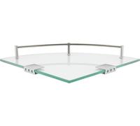 Étagère d'angle en verre trempé - Étagère de salle de bain montée au mur - Triangulaire - 1 niveau - Peu encombrante - Pour salle de bain, cuisine, balcon, salon