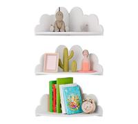 Étagère d'angle flottante - Organiseur de rangement en forme de nuage, 3 pièces en bois naturel, support stable, support mural peu encombrant | Étagère d'angle pour livres, jouets, décoration murale