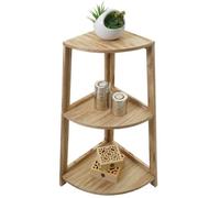 Étagère d'angle HWC-K44, Étagère sur pied Étagère de salon, 3 étagères, 80x37x37cm MDF en paulownia brun naturel