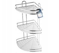 KADAX Étagère d'angle murale en acier chromé pour salle de bain - Étagère de douche (3 étages)