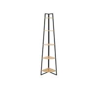 Etagère d'Angle Métal Noir Plateau Imitation Bois - DANGA -