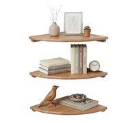Étagère d'angle Murale Relaxdays, H x l x P : 3 x 35 x 35 cm, Noyer, Salon, déco, Charge 5 kg, Suspendue, Naturel