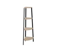 Bibliothèque - TECTAKE - Étagère d'angle NEWBRIDGE au style industriel en bois et acier sur 4 niveaux, 34 x 34 x 125 cm - Bois clair
