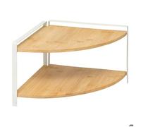 Paris Prix - Étagère d'angle Ordera - 2 niveaux en bambou 29 cm naturel/blanc