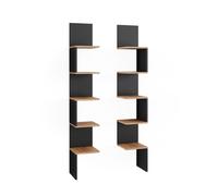 Vicco Étagère d'angle Paolo, Anthracite, 28x175.4cm | Lot de 2, pouvant être monté pour le rangement de livres et d’objets de décoration