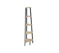 Bibliothèque - TECTAKE - Étagère d'angle PORTLAND au style industriel en bois et acier sur 5 niveaux 34 x 34 x 158,5 cm - Bois clair