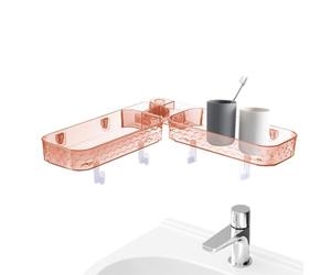 Étagère d'angle pour douche avec support multifonction stable | Porte-bidon mural pour évier, hygiène de routine, organisation de la maison, cuisine, pratique, rose