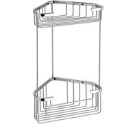 Étagère d'angle pour douche en fil métallique, 2 tablettes, acier inoxydable, 20 x 15 x 27 cm