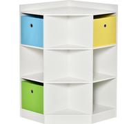 Étagère d'angle pour enfants HOMCOM avec 3 bacs de rangement, chambre d'enfant, blanc