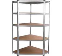 MonsterShop Étagère d'angle Galwix Acier galvanisé 90×30×180 cm 5 tablettes MDF