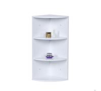 Étagère d'angle Relaxdays, 3 niveaux, murale ou debout, H x L x P : 62 x 35 x 25 cm, MDF, blanc