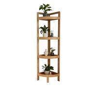 Relaxdays Étagère d'angle en bambou – 4 étagères demi-lune – 105,5×23×23 cm – Naturel
