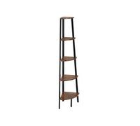 Bibliothèque - TECTAKE - Étagère d'angle PORTLAND au style industriel en bois et acier sur 5 niveaux 34 x 34 x 158,5 cm - Bois foncé
