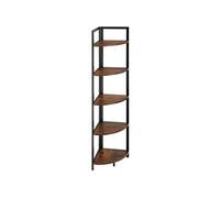 Bibliothèque - TECTAKE - Étagère d'angle CASTLEBAR style industriel, en bois et acier sur 5 niveaux, 30 x 30 x 150 cm - Bois foncé