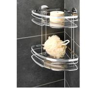 Étagère d'angle - WENKO - Classic - 2 paniers - Fixation sans perçage - Acier inox brillant