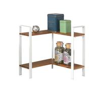 Etagère d'angle - WENKO - Louisa - 2 niveaux - Métal blanc et bois - 30x33x30cm