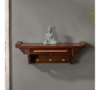 Étagère d'autel pour sanctuaire bouddhiste - Table de méditation en bois avec étagère extractible, idéale pour le culte et la prière personnelle dans les petits espaces (40 x 25 cm)