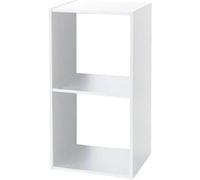 Étagère de 2 cubes à dos ouvert, meuble colonne de rangement en bois coloris blanc - Longueur 34,4 x profondeur 32 x Hauteur 67.6 cm G