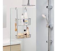Etagere de bain et douche double chrome a suspendre