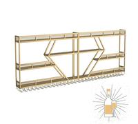 Étagère de Bar Murale en métal avec Porte-Verres Suspendu, étagères de Bar flottantes, étagère à spiritueux, casier à vin Mural avec Bande Lumineuse LED, casiers à vin pour Cuisine, Salon, n
