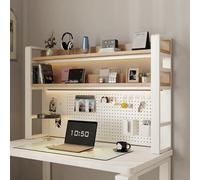 Étagère de Bureau à 2 ou 3 Niveaux avec Panneau perforé, Organisateur de Bureau en métal pour Le Dessus des Bureaux, étagère de Bureau avec Accessoires de Rangement pour dortoir, Bureau ou m
