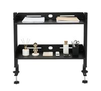 Étagère de bureau à pince en acier à 2 étages Noir 44 cm | Étagère de table à clipser avec deux étagères pour les fournitures de bureau, les appareils mobiles et la papeterie