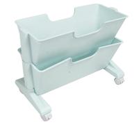 Étagère de bureau amovible à deux niveaux, petite bibliothèque démontable, rangement pour dortoir, étagère sur roulettes, bleue
