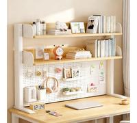 Étagère de Bureau avec Panneau perforé, pour Le Dessus d'un Bureau, étagère de Bureau en métal avec Panneaux latéraux et Panneau arrière, organisateurs de Rangement pour comptoir, Table d'ét