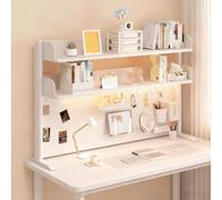 Étagère de bureau élégante à 3 niveaux avec design en grille, assemblage facile, solution de rangement multifonctionnelle pour la maison et le bureau, triple couche, blanc, 120 cm / 47.2 in