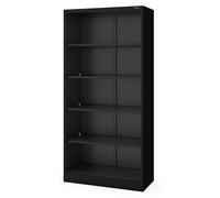 Étagère de bureau en métal, à assembler, avec fond fermé, de couleur noire, dimensions : 900 x 1850 x 400 mm : RUFUS