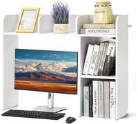 Étagère de bureau et organisateur de table optimisés - Étagère de table à 2 niveaux en panneau de particules blanc - Solution de rangement pour le bureau et la maison