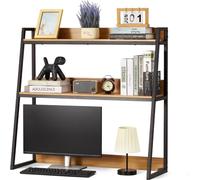Étagère de bureau optimisée et organisateur de table - Étagère de table noire à 2 niveaux - Bibliothèque pour le bureau et la maison