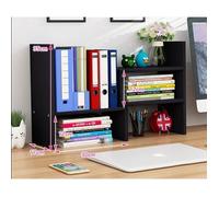 Étagère de Bureau Réglable Bibliothèque en bois Meuble Organiseur de Bureau pour Rangement, Support Polyvalent (Noir))
