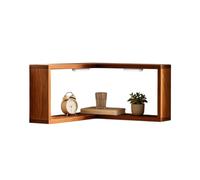 Étagère de Coin Murale Organisateur rangement rustique en L avec éclairage | Étagère d'angle flottante pour Salon, Chambre, Cheminée, , Photos, Livres et