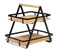 Étagère de Cuisine 2 Niveaux en Bambou Ordera 30cm Naturel & Noir