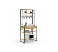 IDMARKET Etagère de cuisine 80 cm DETROIT avec tiroir et crochets design industriel
