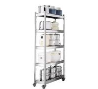 Étagère de cuisine en acier inoxydable, chariot de rangement multi-usage pour petits espaces